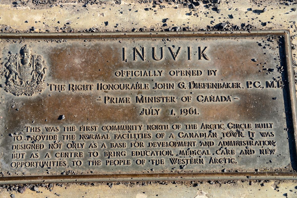 01C Inuvik Northwest Territories Plaque For The First Community North Of The Arctic Circle Built To Be A Normal Town July 1 1961